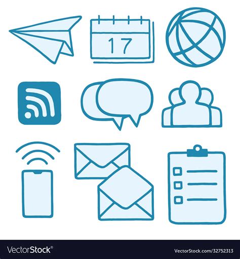 Business communication line doodle drawing icons Vector Image