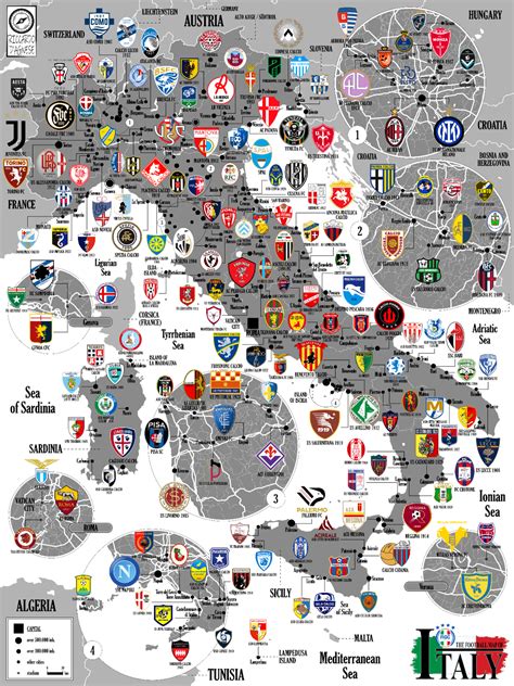 ITALY Football Clubs Map. Poster. Cartography. (50x70 cm). | eBay ในปี ...