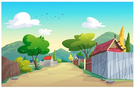 Cartoon village background asian Vectors & Illustrations for Free Download | Freepik