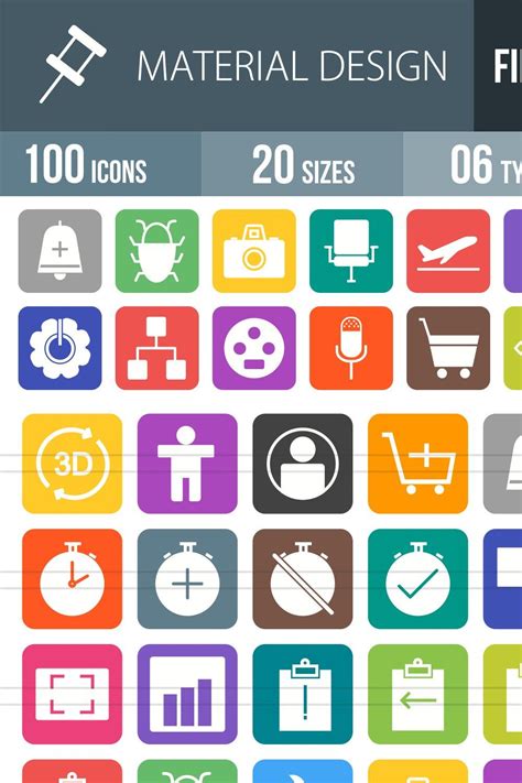 100 Material Flat Round Corner Icons – MasterBundles