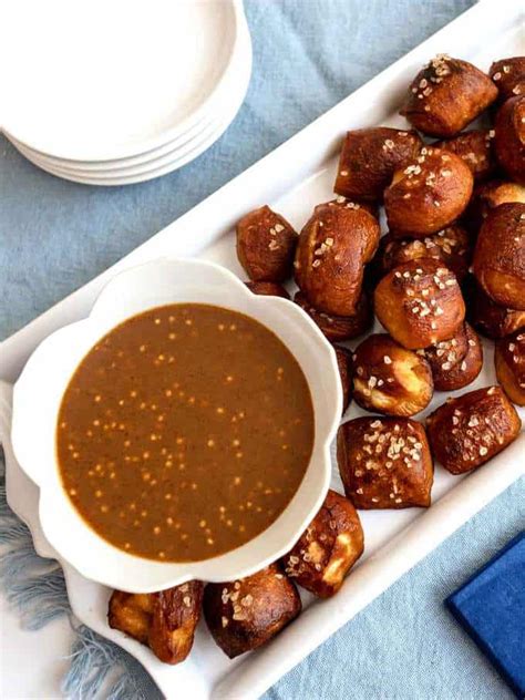 Easy Pretzel Bites with Raspberry Honey Mustard Dip - Pudge Factor