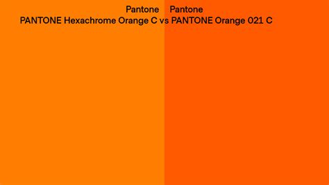 Pantone Hexachrome Orange C vs PANTONE Orange 021 C side by side comparison