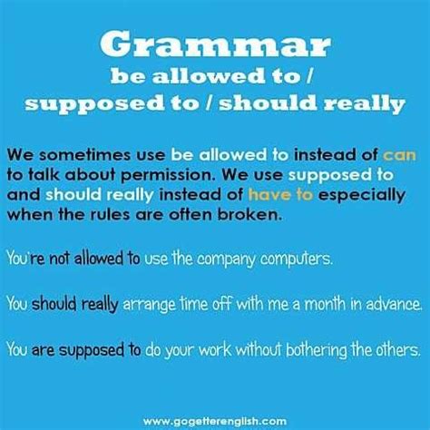 English - be allowed to/ supposed to/ should really | English grammar ...