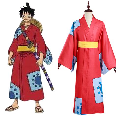 One Piece Wano Country Monkey D. Luffy Kimono Cosplay Costume ...