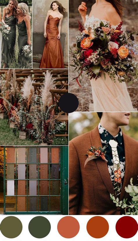 the color palette for this wedding is earth tones
