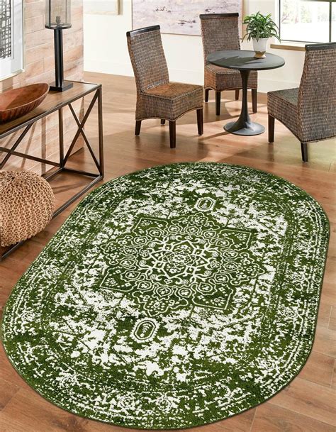 Green 3' 3 x 5' 3 Arlington Oval Rug | Rugs.ca