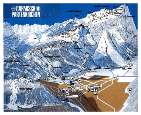 Large piste map of Garmisch-Partenkirchen Ski Resort - 1993 | Bavarian Alps (Ski Region ...