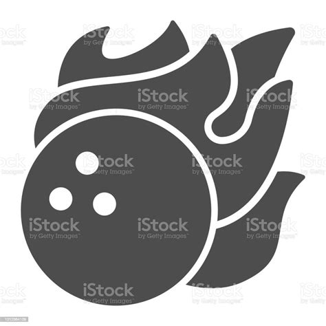 Bowling Ball In Fire Flame Solid Icon Bowling Concept Sport Comet Sign On White Background ...