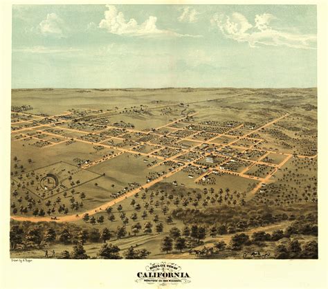 California Missouri Panoramic Map dated 1869. This print is a wonderful ...