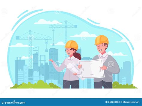 Architect Work Cartoon stock vector. Illustration of area - 250239881