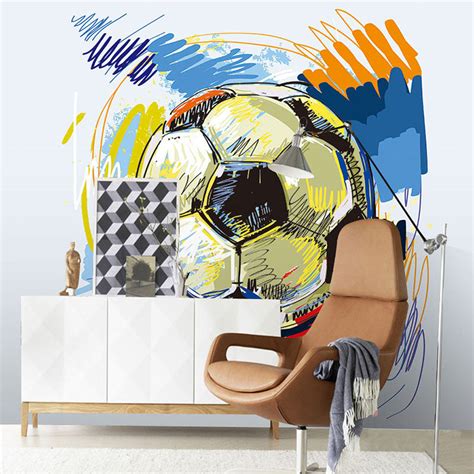 Custom Wallpaper Mural for Kid's Room Graffiti Football | BVM Home