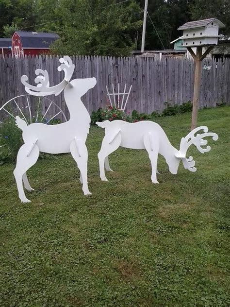 Outdoor White Reindeer Christmas Wood Yard Art lawn Decoration | Etsy Christmas Yard Art ...