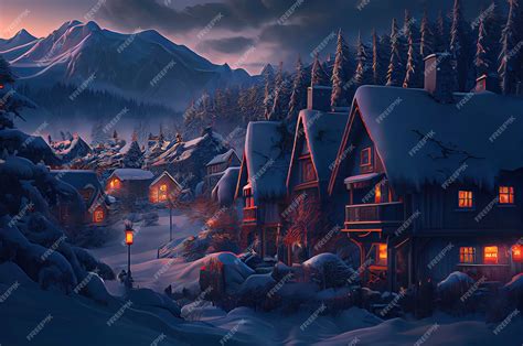 Premium Photo | Christmas village in the mountains