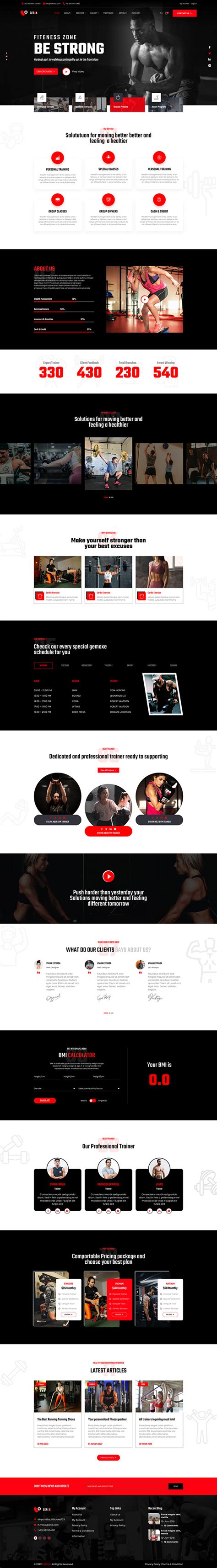 Gym Website Design on Behance