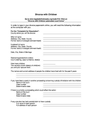 Ne Divorce Children Form - Fill Online, Printable, Fillable, Blank ...