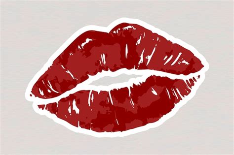 Free Vector | Vectorized red lips sticker with a white border