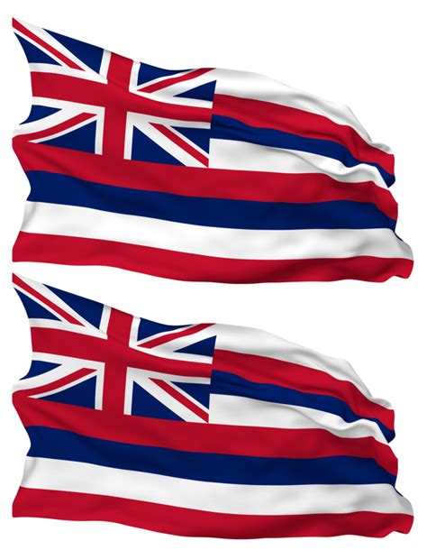 Free State of Hawaii Flag Waves Isolated in Plain and Bump Texture, with Transparent Background ...