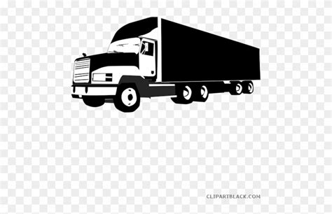 Black And White Truck Transportation Free Black White - Semi Truck Silhouette - Free Transparent ...