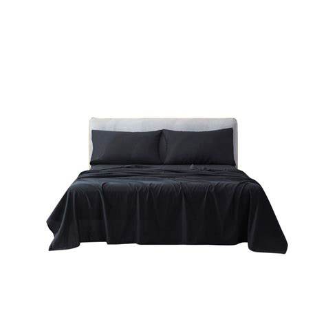 Attached Waterbed Sheet Set King/ Cal King Size Black Solid with 18 Inch Deep Pocket, 1800 ...