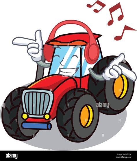 Listening music tractor mascot cartoon style Stock Vector Image & Art - Alamy