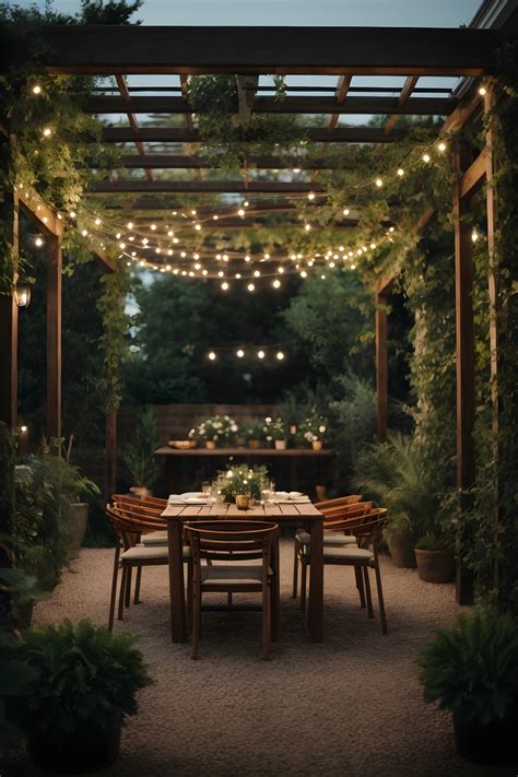 Pergola With String Lights Free Stock Photo - Public Domain Pictures