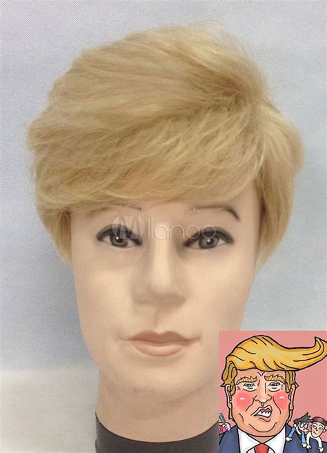 Donald Trump Wig Blond Layered Straight Short Human Hair Wig - Milanoo.com