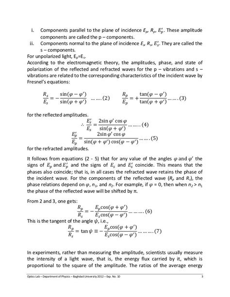 Polarization by reflection at a dielectric and verifying fresnel’s eq…