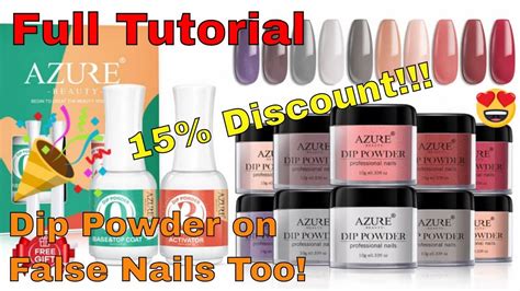 Nail Dip Powder On Fake Nails Tutorial Using Azure Beauty Nude Grey Series 10 colors SAVE 15%🎉🎉🎉 ...