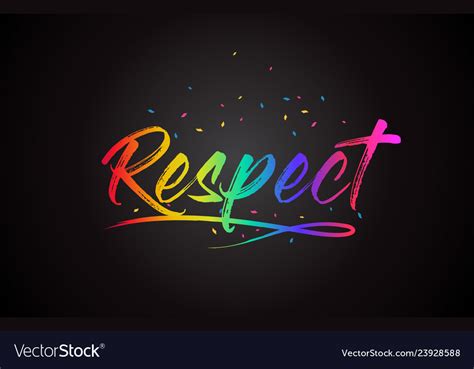 Respect word text with handwritten rainbow Vector Image