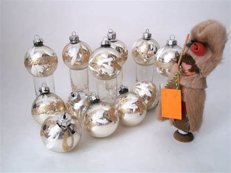 Vintage German Christmas Ornaments, Set of 12 Christmas Glitter Balls ...