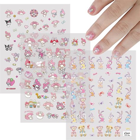 Cute Cartoon Nail Art Stickers Decals 5D Embossed Kawaii Anime Nail ...