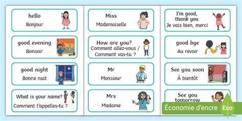 Greetings Flashcards English/French