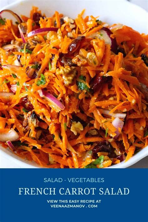 Carrot Salad - Grated Carrots, Raisins, Cranberries, Nuts- Veena Azmanov