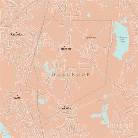 MA Norfolk Holbrook Vector Road Map Digital Art by Frank Ramspott