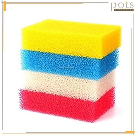 4pcs Korean Loofah Cotton Cleaning Scrubbing Dishwashing Sponge Multipurpose Non-Scratch ...