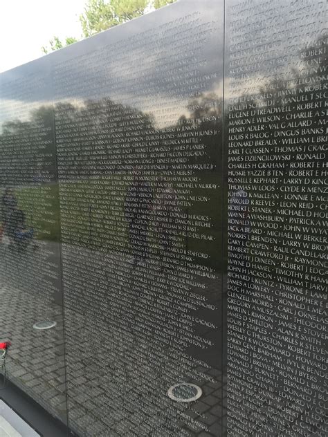 These names on the wall are in the Vietnam Memorial. There are two very long walls with all the ...