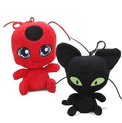 Miraculous Ladybug Plagg & Tikki Cat Noir Plush Toys Adrien Marinette Stuffed Animal Doll – 2Pcs ...