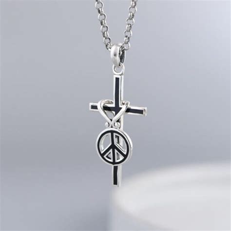 Peace Symbol Cross Necklace - VVV Jewelry