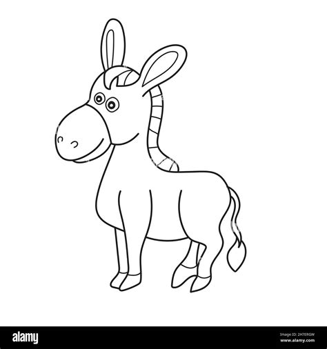 Simple coloring page. Vector illustration of Cartoon donkey - Coloring ...