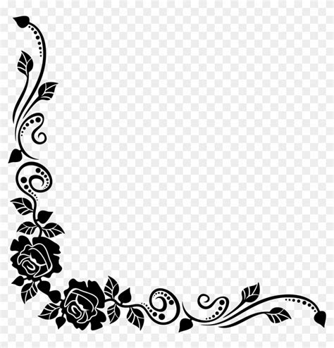 Black Rose Best Borders Flower Bouquet Clip Art - Roses Border Black And White - Free ...