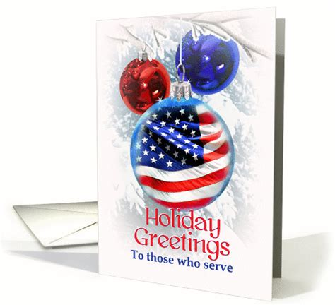 Holiday Greetings to our Troops, American Flag Military Christmas card