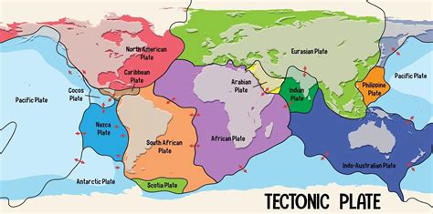 World Map Showing Tectonic Plates Boundaries 2871674 Vector Art at Vecteezy