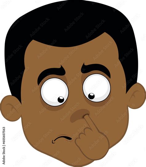 vector illustration face of a man cartoon picking his nose Stock Vector | Adobe Stock