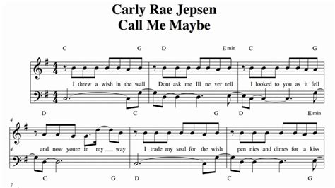 Carly Rae Jepsen - Call Me Maybe Music sheet - YouTube