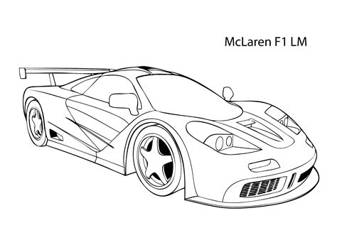 Super car McLaren F1 LM coloring page, cool car printable free | Cars coloring pages, Race car ...