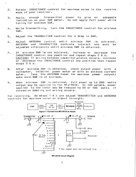 MFJ 901B Antenna Tuner Manual