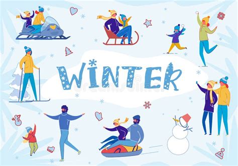 Happy Children Enjoying Winter Season Stock Vector - Illustration of ...