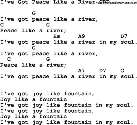 Christian Childrens Song: I've Got Peace Like A River Lyrics and Chords