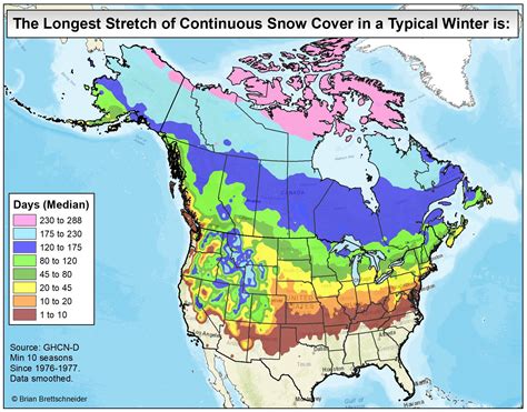 Places in the United States where snow is present for most of a winter. (near) - General U.S ...