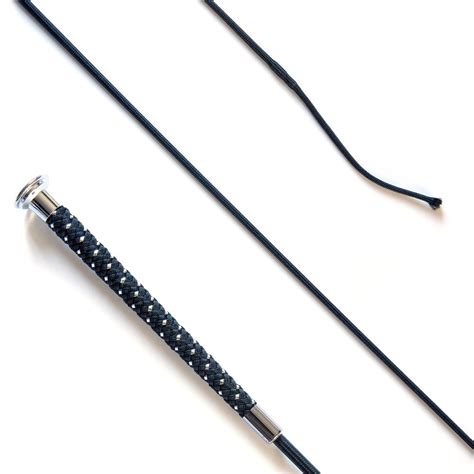 Dressage Whip with Silver Braided Grip Black 110cm, Whips from KM Elite